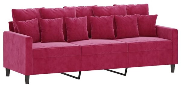 Sofa 3-osobowa, winna czerwieÅ, 180 cm, obita aksamitem