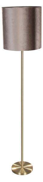 Lampa podłogowa mosiężna z aksamitnym abażurem taupe 50 cm - Simplo