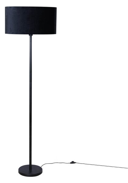 Lampa podłogowa czarna z owalnym abażurem welurowym 50 cm - Simplo