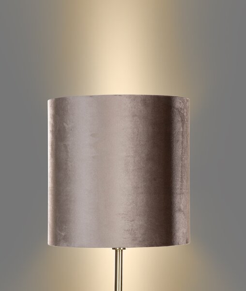 Lampa podłogowa mosiężna z aksamitnym abażurem taupe 50 cm - Simplo