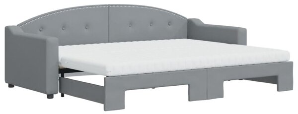 Sofa rozsuwana z materacami, jasnoszara, 80x200 cm, tkanina