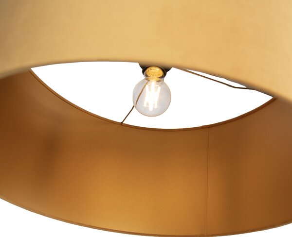 Lampa podłogowa czarna regulowana z żółtym kloszem i złotym wnętrzem 50 cm - Editor