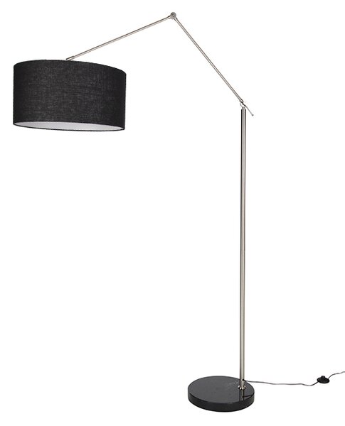 Lampa podłogowa stalowa regulowana z czarnym kloszem 50 cm - Editor