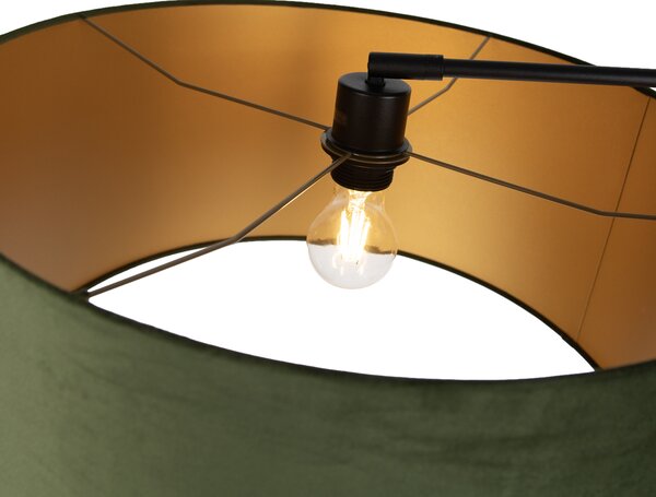 Lampa podłogowa czarna regulowana z zielonym kloszem i złotym wnętrzem 50 cm - Editor