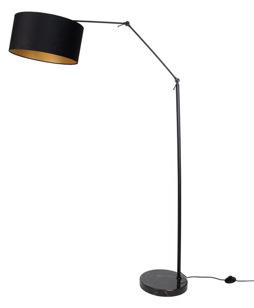 Regulowana czarna lampa podłogowa z czarnym kloszem i złotym wnętrzem 50 cm - Editor