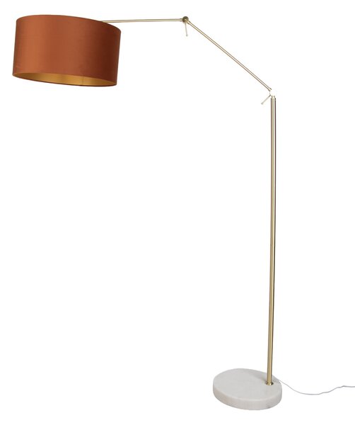 Lampa podłogowa złota regulowana z pomarańczowym kloszem i złotym wnętrzem 50 cm - Editor