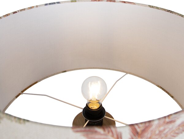 Drewniana lampa podłogowa z wielokolorowym kloszem w zwierzęcy wzór 50 cm - Tripod Classic