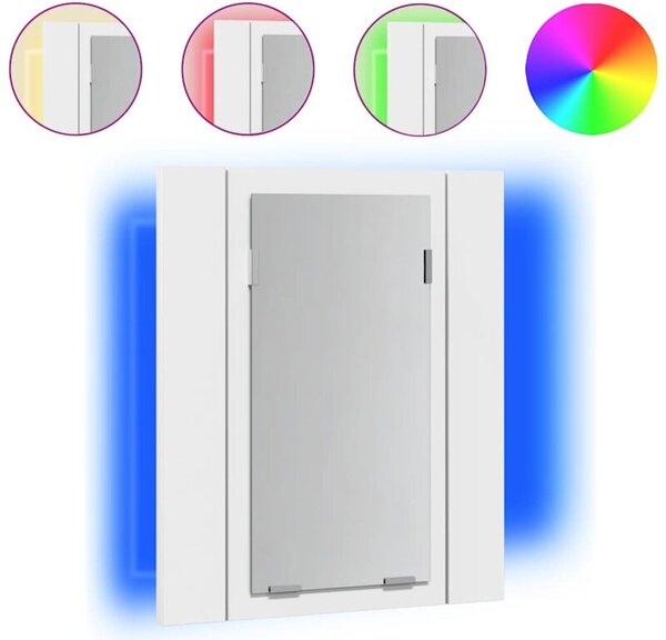 Szafka łazienkowa z lustrem i LED, biała, 40x12x45 cm, akryl