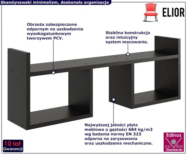 Czarna minimalistyczna półka wisząca B4-Z99