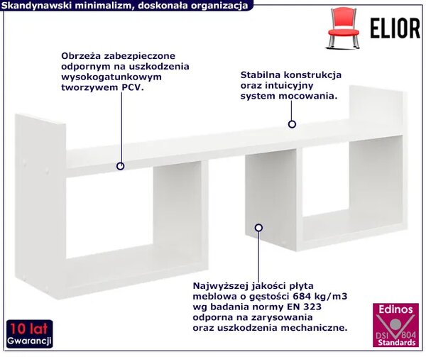 Biała skandynawska półka ścienna E0-H11