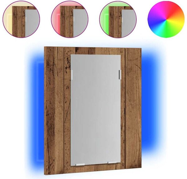 Szafka łazienkowa z lustrem i LED, stare drewno, 40x12x45 cm