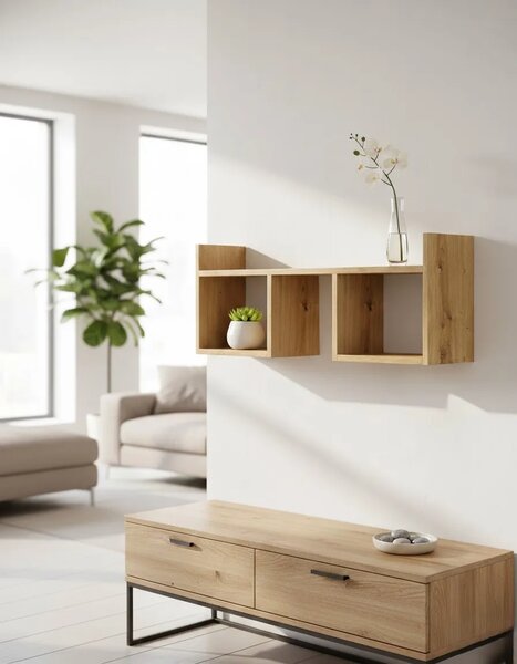 Minimalistyczna półka wisząca w kolorze orzech S8-E93