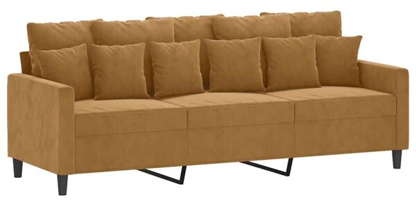 Sofa 3-osobowa, brÄ zowa, 180 cm, tapicerowana aksamitem