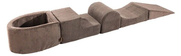 Brązowy sztruksowy piankowy plac zabaw 5 szt. wysokość 30 cm 250x45 cm Montessori – Meowbaby