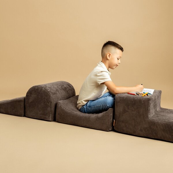 Brązowy sztruksowy piankowy plac zabaw 5 szt. wysokość 30 cm 250x45 cm Montessori – Meowbaby