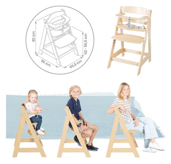 Beżowo-naturalne krzesełko do karmienia Born Up 2in1 Luxe – Roba