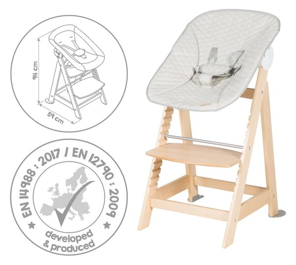 Beżowo-naturalne krzesełko do karmienia Born Up 2in1 Luxe – Roba