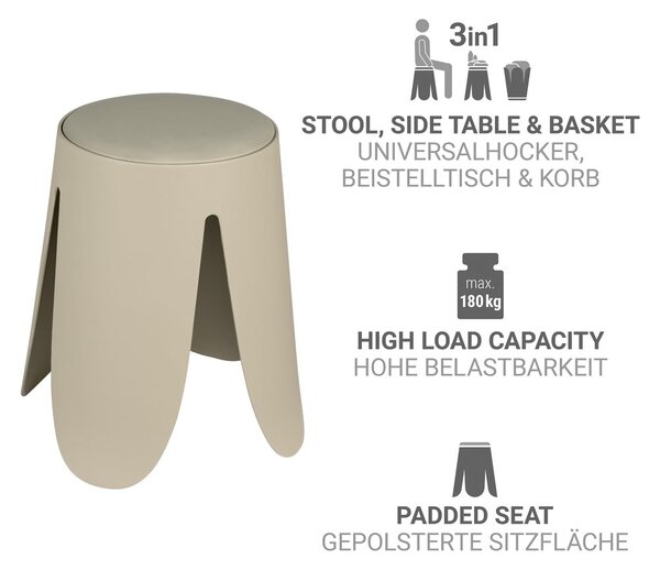 Beżowy plastikowy stołek sztaplowany Comiso – Wenko