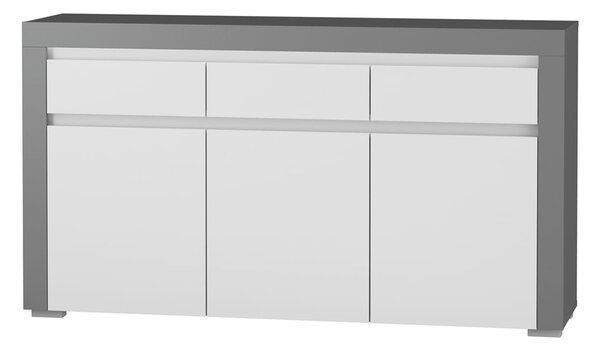 Komoda trzydrzwiowa z szufladami Alabama ABK-1 Biały mat / Szary mat