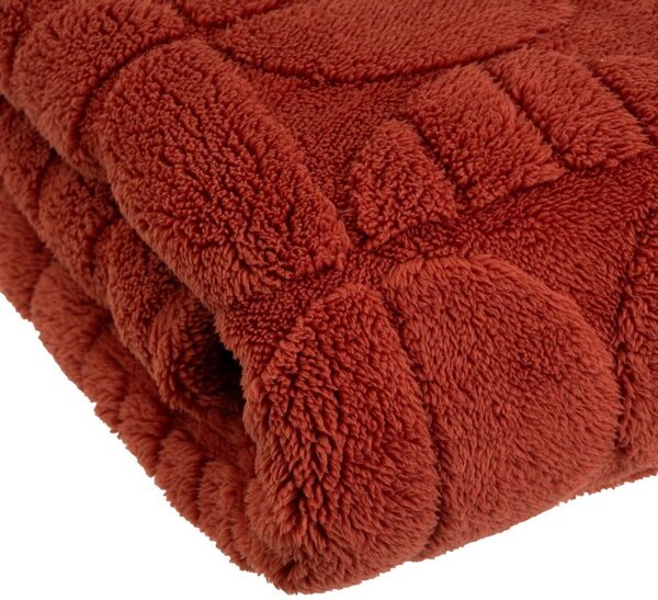 Ceglasty koc z mikropluszu 130x160 cm Mid Century – Casa Selección