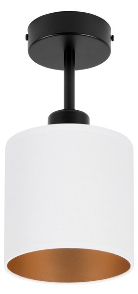 Lampa sufitowa czarna jednopunktowy spot z białym abażurem C-1010SC-WE