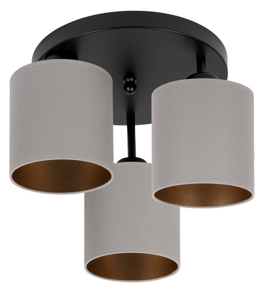 Lampa sufitowa czarna trzypunktowa z szarymi abażurami C-3030SC-GRGRGR