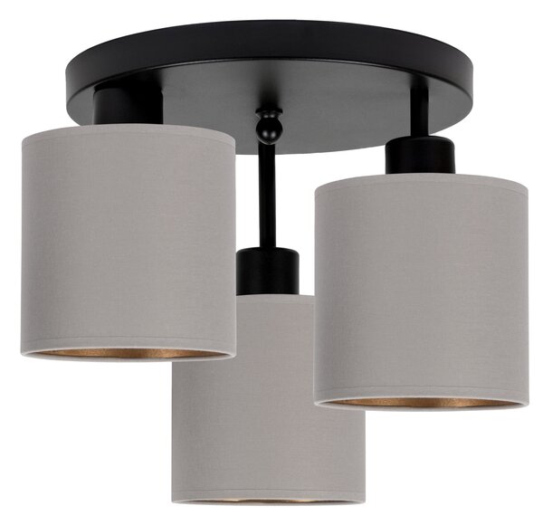 Lampa sufitowa czarna trzypunktowa z szarymi abażurami C-3030SC-GRGRGR
