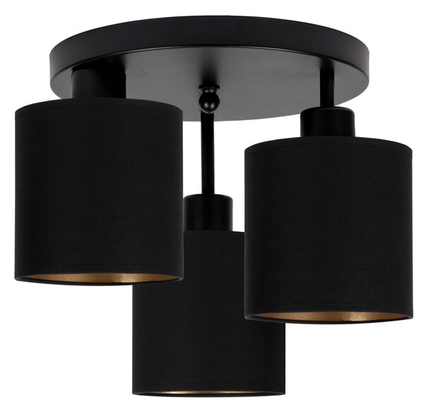 Lampa sufitowa czarna trzypunktowa z czarnymi abażurami C-3030SC-SCSCS