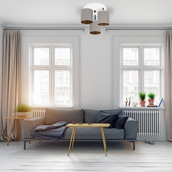 Lampa sufitowa biała trzypunktowa z szarymi abażurami C-3030WE-GRGRGR