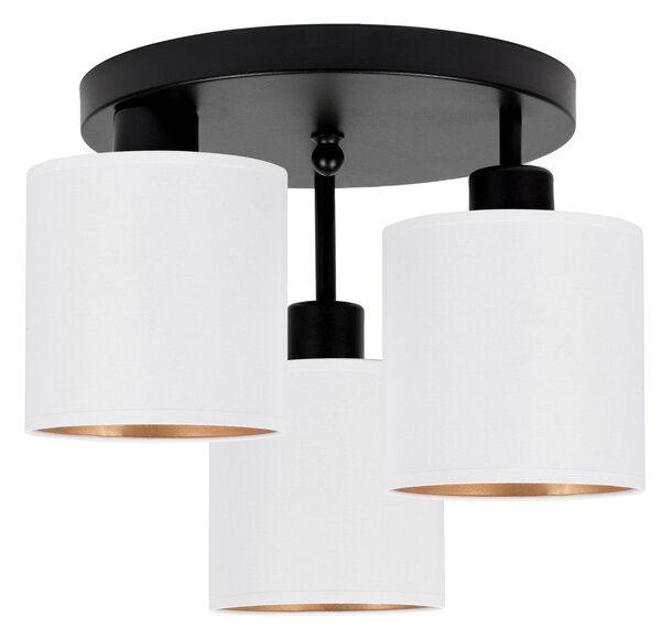 Lampa sufitowa czarna trzypunktowa z białymi abażurami C-3030SC-WEWEWE