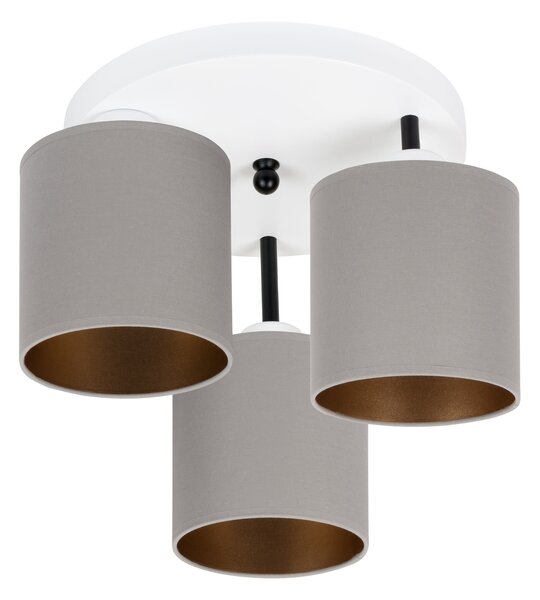 Lampa sufitowa biała trzypunktowa z szarymi abażurami C-3030WE-GRGRGR