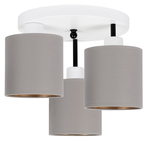 Lampa sufitowa biała trzypunktowa z szarymi abażurami C-3030WE-GRGRGR