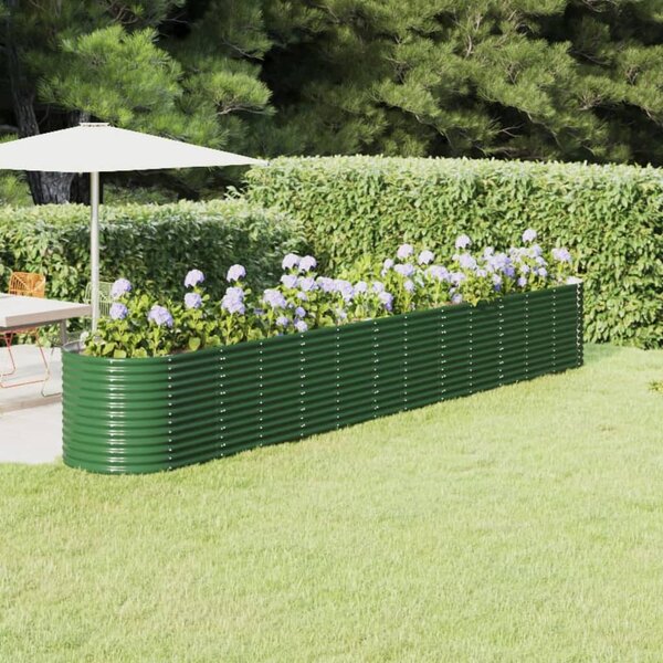 Donica ogrodowa, malowana proszkowo stal, 512x80x68 cm, zielona