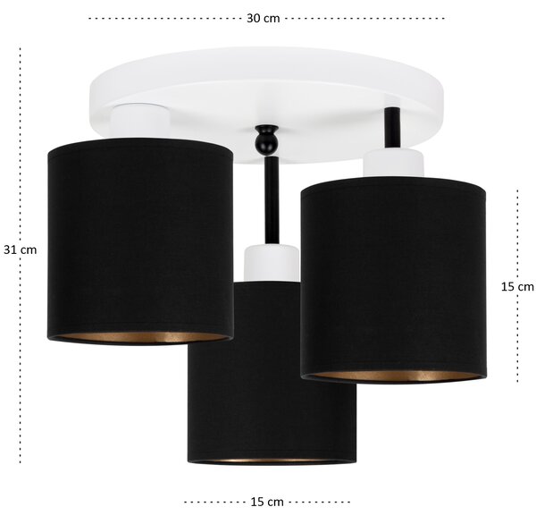 Lampa sufitowa biała trzypunktowa z czarnymi abażurami C-3030WE-SCSCSC