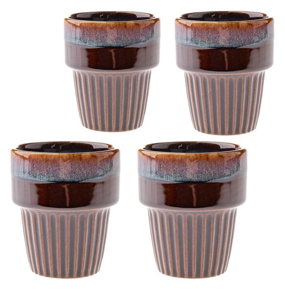 Brązowe kamionkowe filiżanki zestaw 4 szt. na espresso 100 ml Tone – Dakls