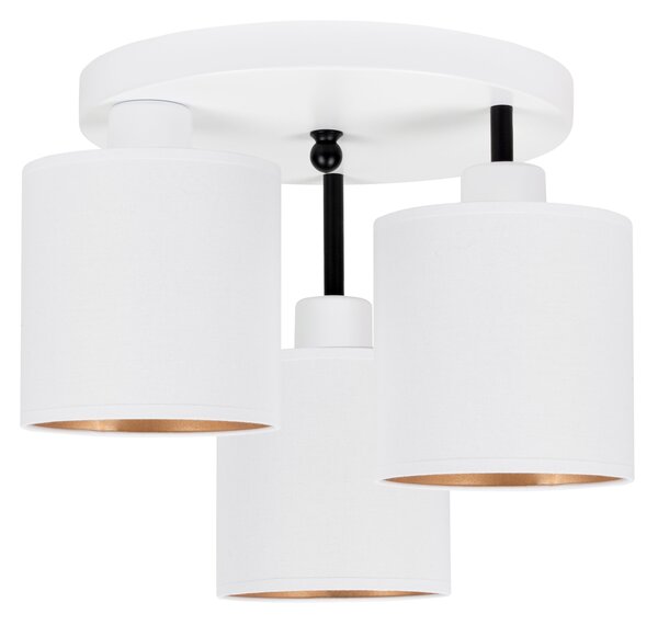 Lampa sufitowa biała trzypunktowa z białymi abażurami C-3030WE-WEWEWE