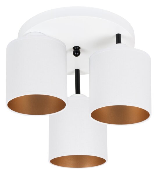 Lampa sufitowa biała trzypunktowa z białymi abażurami C-3030WE-WEWEWE