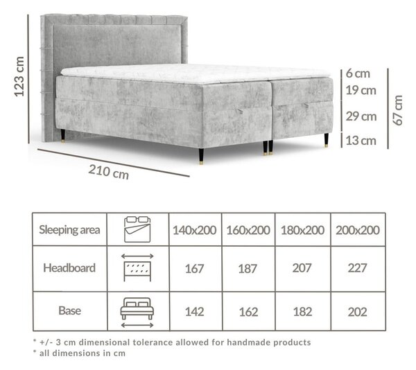 Beżowe łóżko boxspring ze schowkiem 160x200 cm Voyage – Maison de Rêve