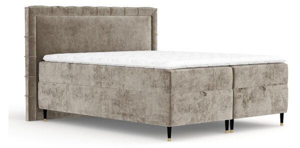 Beżowe łóżko boxspring ze schowkiem 160x200 cm Voyage – Maison de Rêve