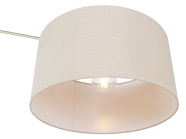 Lampa podłogowa złota z jasnobrązowym abażurem 50 cm regulowana - Editor