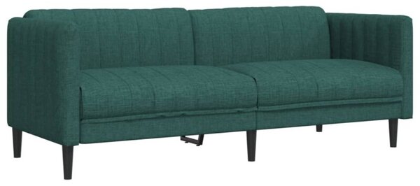 Sofa 3-osobowa, ciemnozielona, tapicerowana tkaninÄ