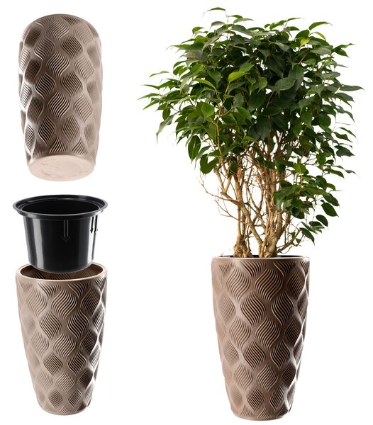 Donica na kwiaty z wkładem wysoka Jesi 30 cm, beżowa