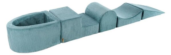 Turkusowy sztruksowy piankowy plac zabaw 5 szt. wysokość 30 cm 250x45 cm Montessori – Meowbaby