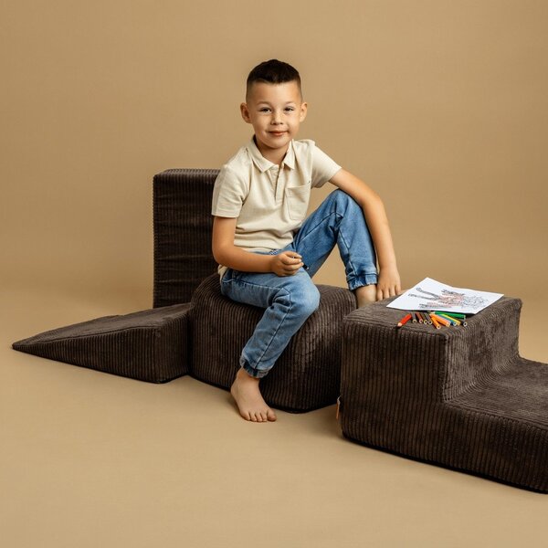 Kremowy sztruksowy piankowy plac zabaw 5 szt. wysokość 30 cm 250x45 cm Montessori – Meowbaby