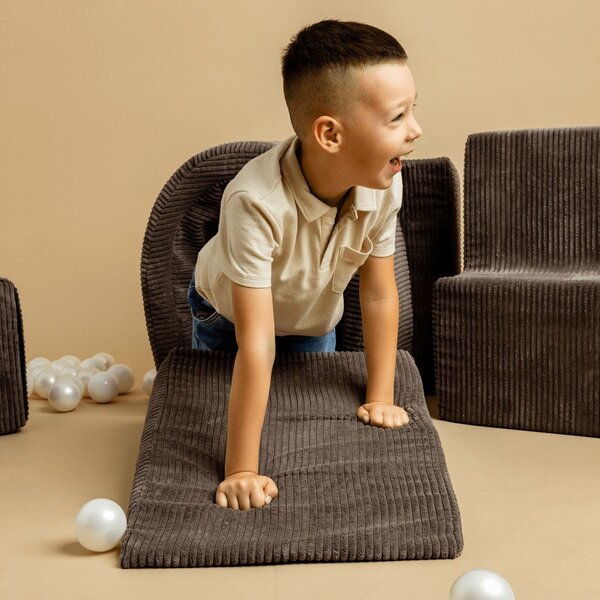 Turkusowy sztruksowy piankowy plac zabaw 5 szt. wysokość 30 cm 250x45 cm Montessori – Meowbaby