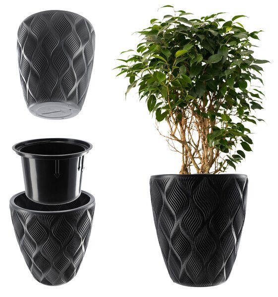 Doniczka na kwiaty z wkładem Jesi 30 cm, antracyt