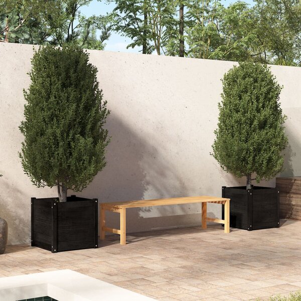 Donice ogrodowe, 2 szt., czarne, 50x50x50 cm, drewno sosnowe