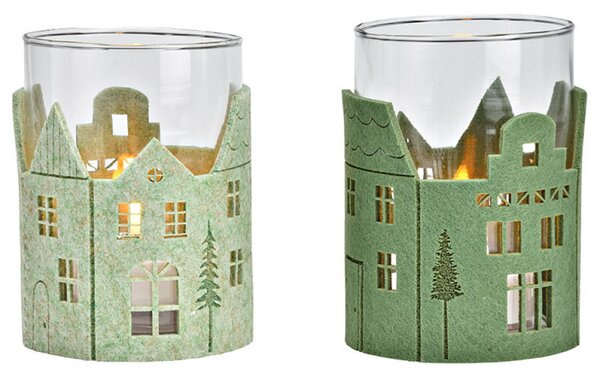 Świecznik szklany GREEN HOUSES 13 cm zielony - różne warianty