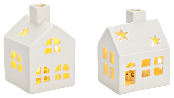 Domek porcelanowy LED WHITE HOUSE 8 cm biały - różne warianty