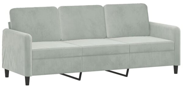 Sofa 3-osobowa, jasnoszara, 180 cm, tapicerowana aksamitem